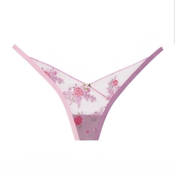 For Love & Lemons VS Rose Bloom Floral Embroidery Thong XXS NWT